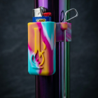 Lime Razz Water Pipe Caddy showcasing a vibrant finish and secure lighter storage.